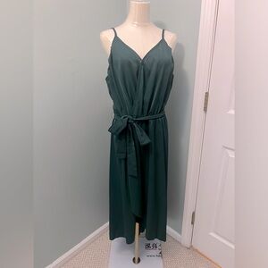 Green spaghetti strap dress